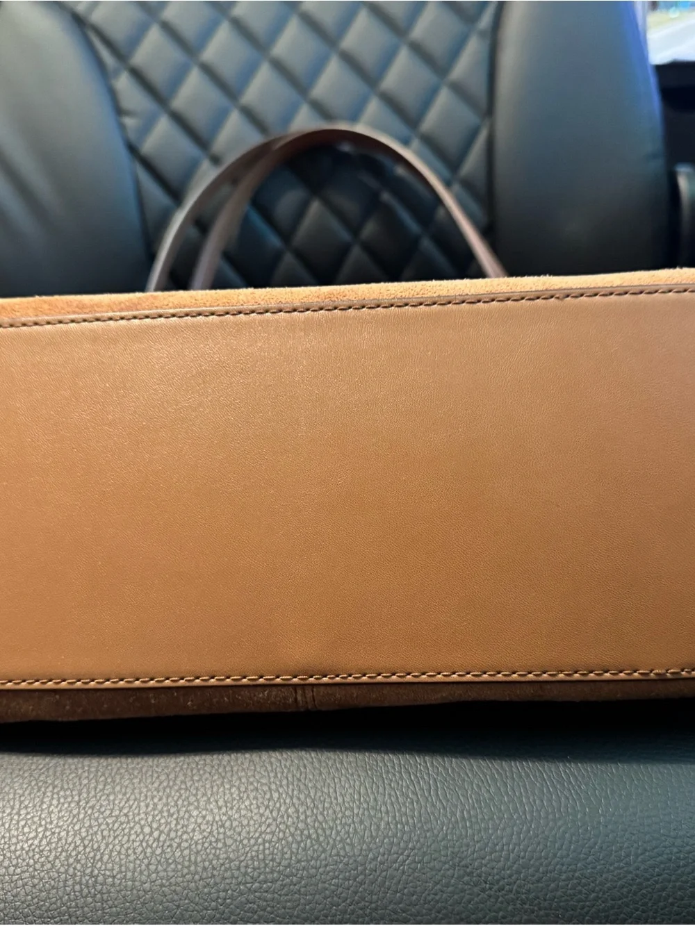 Michael Kors Christina Large Suede Shoulder Bag in Luggage Color (warm brown)